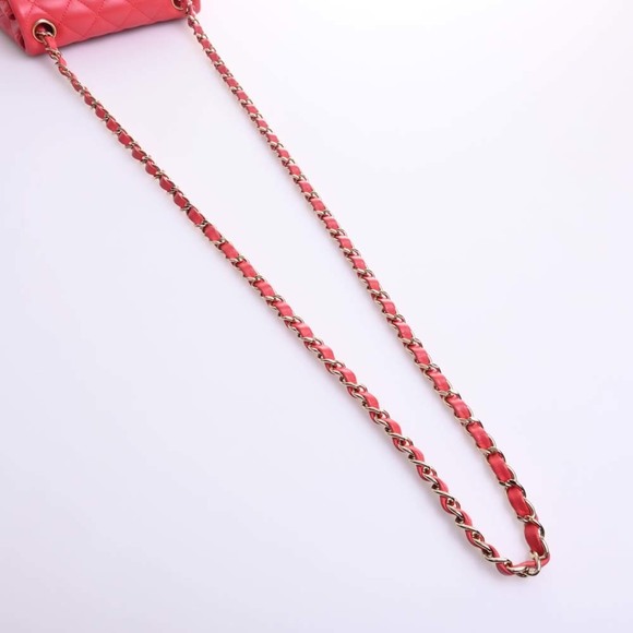 CHANEL Lambskin Mini Matelasse Coco Mark Chain Shoulder Bag Red Ladies - Picture 5 of 10